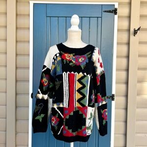 Vintage 80s Forenza Multicolor Abstract Sweater Women’s Size Medium
